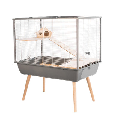 Cage Neo Silta, barreaux étroits (9 mm), grise avec grillage blanc, 78 x 48 x 58 cm - Boutique Le Jardin Des Animaux -Habitat pour petit mammifèreBoutique Le Jardin Des AnimauxVP1629