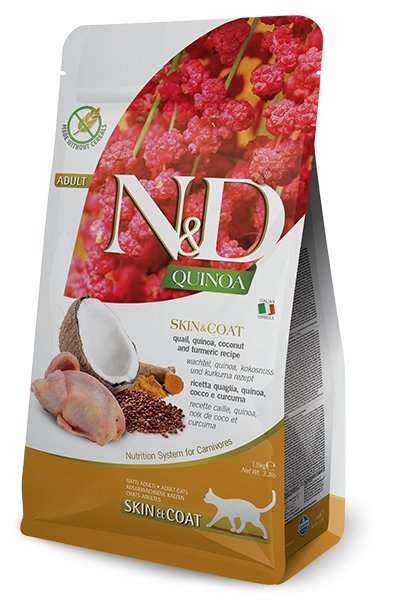 FARMINA SANS GRAINS QUINOA ET CAILLE, PEAU & POILS, POUR CHAT ADULTE - Boutique Le Jardin Des Animaux -Nourriture chatBoutique Le Jardin Des AnimauxFA03583