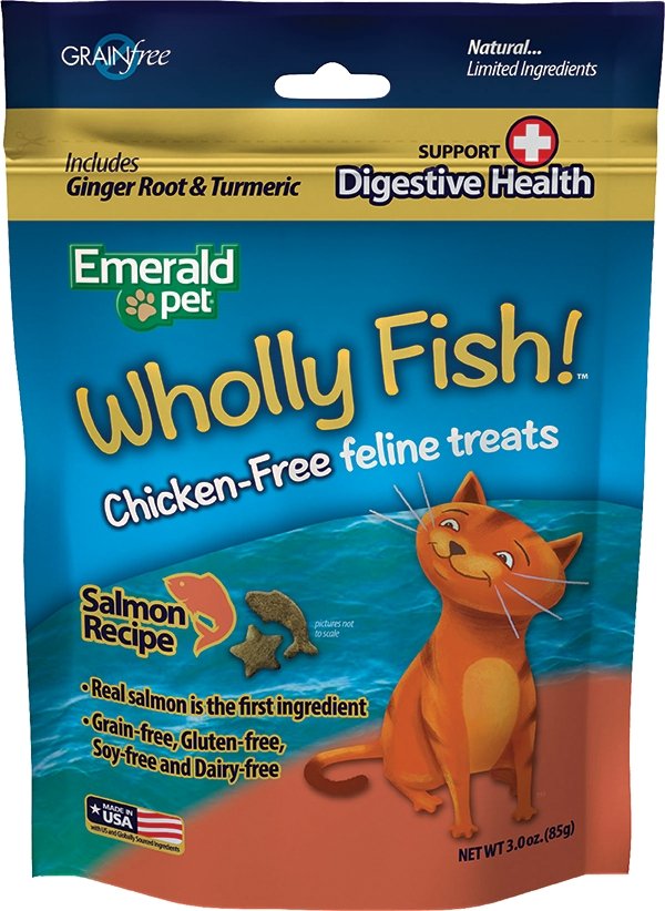 Gâteries santé digestive, sans-grain, sans poulet, pour chats, Saumon, Emerald Pet - Boutique Le Jardin Des Animaux -Gâterie pour chatBoutique Le Jardin Des AnimauxEMT00641