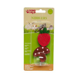 Living World Nibblers jouet à gruger fraise et champignon en bois sur tige pour petits mammifères - Boutique Le Jardin Des Animaux -Gâterie petit mammifèreBoutique Le Jardin Des Animaux61475