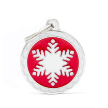 Load image into Gallery viewer, Médaille collection Charms, CERCLE ROUGE FLOCON DE NEIGE BLANC, GRAND - Boutique Le Jardin Des Animaux -médailleBoutique Le Jardin Des AnimauxYM07
