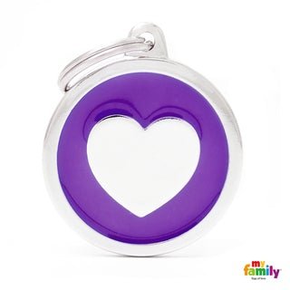 Médaille collection classic, GRAND ROND MAUVE COEUR - Boutique Le Jardin Des Animaux -médailleBoutique Le Jardin Des AnimauxCH17PURPLEHEART