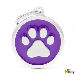 Médaille collection classic, GRAND ROND MAUVE PATTE - Boutique Le Jardin Des Animaux -médailleBoutique Le Jardin Des AnimauxCH17PURPLEPAW