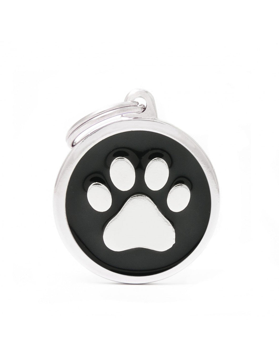 Médaille collection classic, GRAND ROND NOIR PATTE - Boutique Le Jardin Des Animaux -médailleBoutique Le Jardin Des AnimauxCH17BLACKPAW