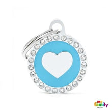 Load image into Gallery viewer, Médaille collection GLAM, &quot;CERCLE COEUR BLEU CLAIR STRASS&quot; PETIT - Boutique Le Jardin Des Animaux -médailleBoutique Le Jardin Des AnimauxBH28GM03
