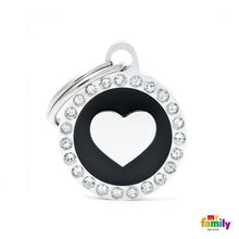 Load image into Gallery viewer, Médaille collection GLAM, &quot;CERCLE COEUR NOIR STRASS&quot; PETIT - Boutique Le Jardin Des Animaux -médailleBoutique Le Jardin Des AnimauxBH30GM03
