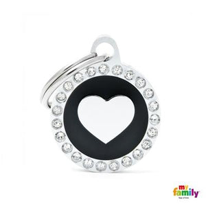 Médaille collection GLAM, "CERCLE COEUR NOIR STRASS" PETIT - Boutique Le Jardin Des Animaux -médailleBoutique Le Jardin Des AnimauxBH30GM03