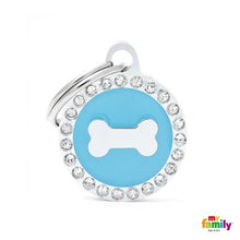 Load image into Gallery viewer, Médaille collection GLAM, &quot;CERCLE OS BLEU CLAIR STRASS&quot; PETIT - Boutique Le Jardin Des Animaux -médailleBoutique Le Jardin Des AnimauxBH28GM01
