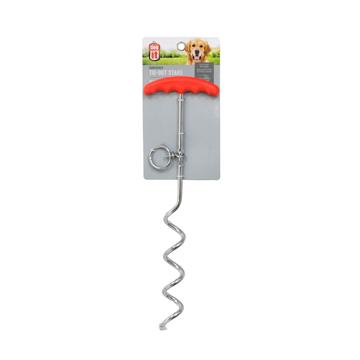 Piquet d'attache tire-bouchon Dogit, poignée rouge, 9 mm x 40 cm - Boutique Le Jardin Des Animaux -Accessoires de prommenadeBoutique Le Jardin Des Animaux71803