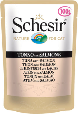 Sachet pour chat Schesir - Thon avec saumon en gelée - Boutique Le Jardin Des Animaux -conserve pour chatBoutique Le Jardin Des Animauxc-1582