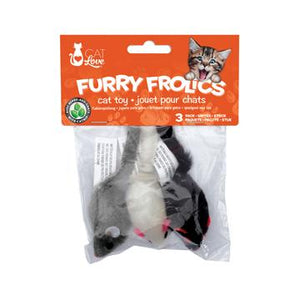 Souris à fourrure Furry Frolics Cat Love avec herbe à chat, paquet de 3 - Boutique Le Jardin Des Animaux -Jouet chatBoutique Le Jardin Des Animaux35575