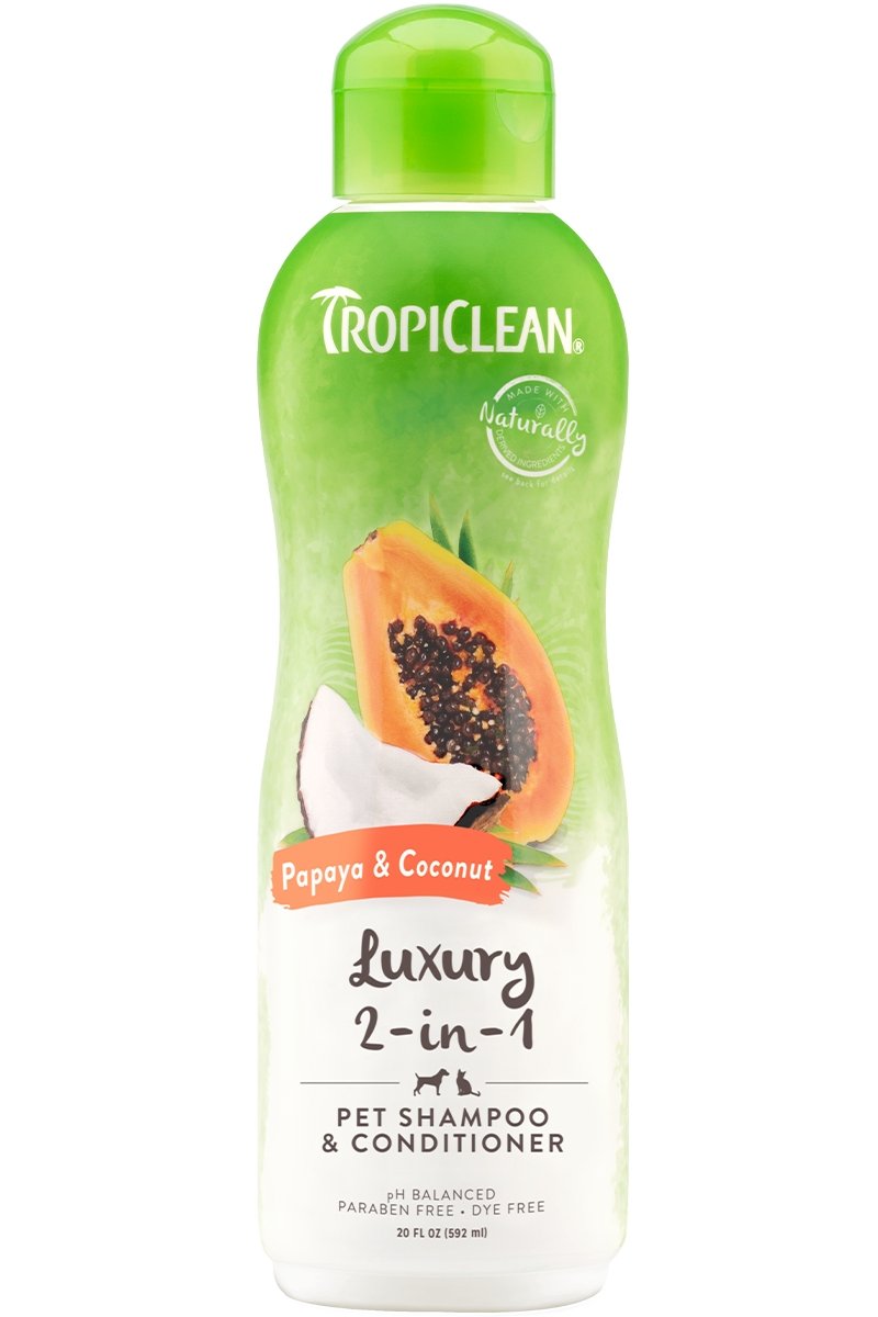 Tropiclean Shampoing Chien - 2 en 1 papaye et noix de coco 592mL - Boutique Le Jardin Des Animaux -ToilettageBoutique Le Jardin Des AnimauxTC202184